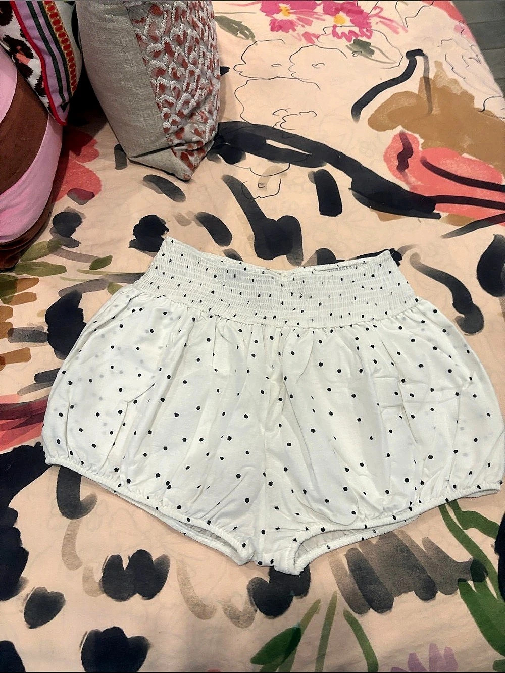 Maeve Polka Dot High Waist Shorts in White & Black Like New